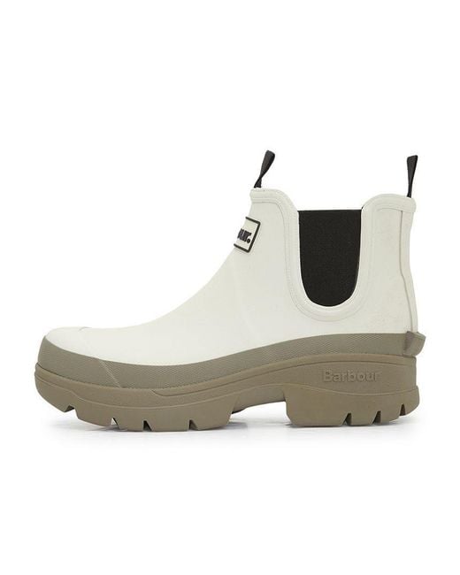 Barbour White Round-Toe Rain Boots