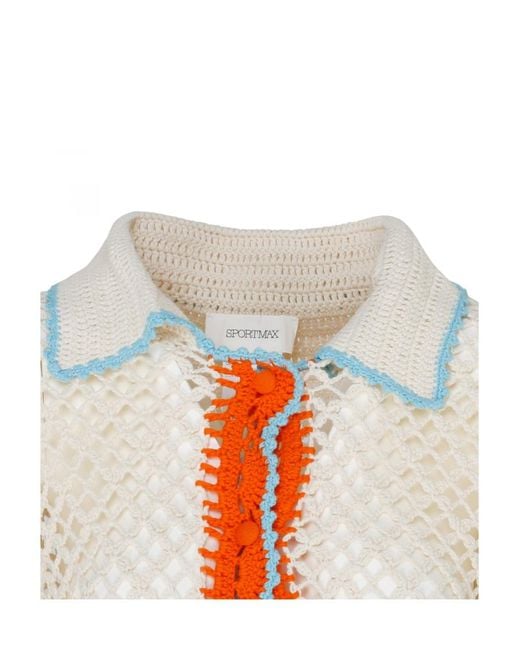 Sportmax White Crochet Effect Knitted Shirt
