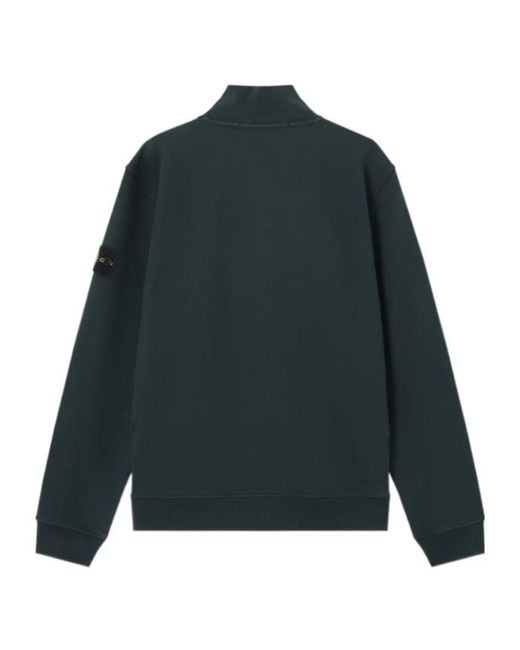 Stone Island Green Regular-Fit Half-Zip Sweatshirt With Ribbed Inserts for men