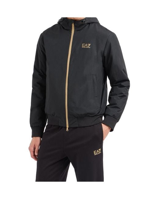 EA7 Blue Logo-Printed Zipped Jacket for men