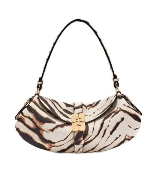 Ganni Gray B-Kat Printed Shoulder Bag