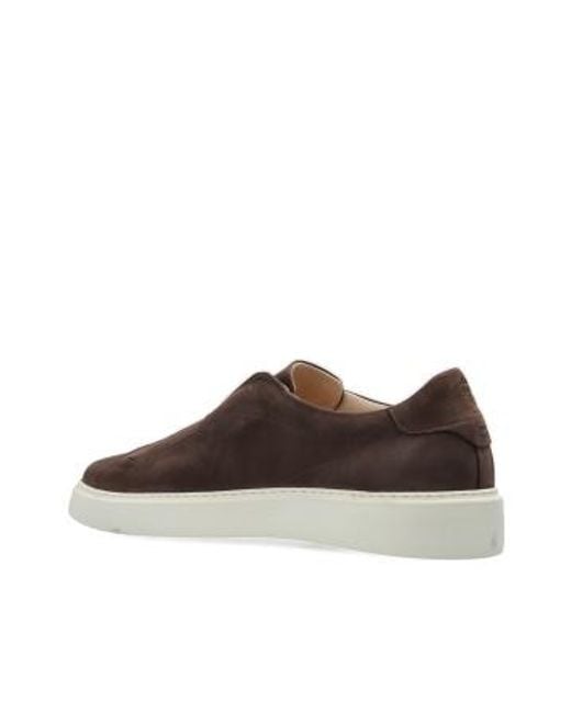 Eleventy Brown Panelled Slip-On Sneakers for men