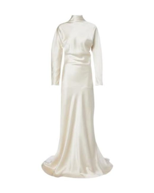 Rohe White Bridal Draped Satin Gown