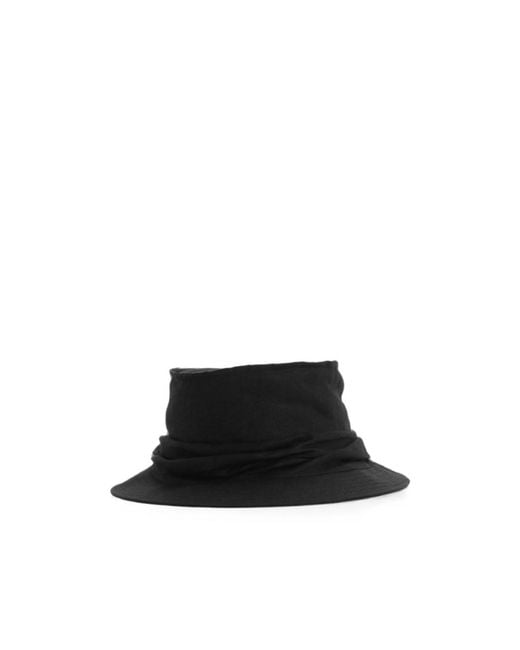 Yohji Yamamoto Black Draped Bucket Hat for men