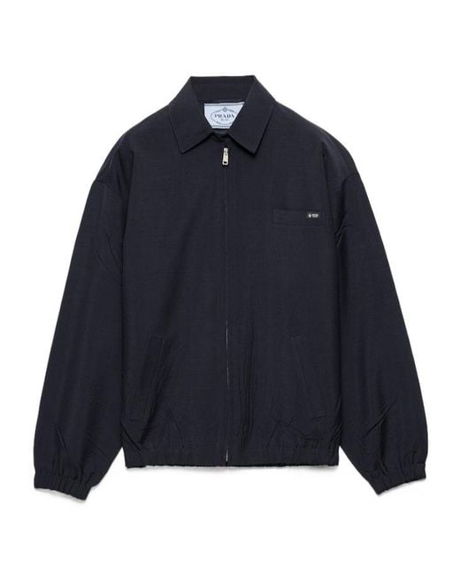 Prada Blue Mohair-Wool Blouson Jacket