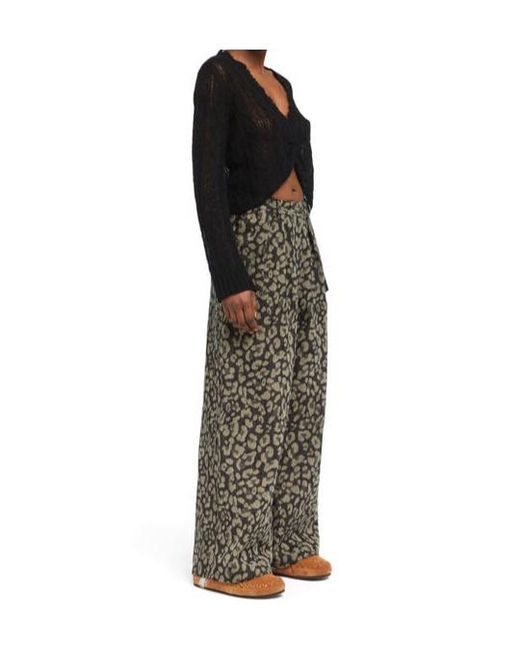 Alanui Gray Seattle Jungle Wide Leg Jeans