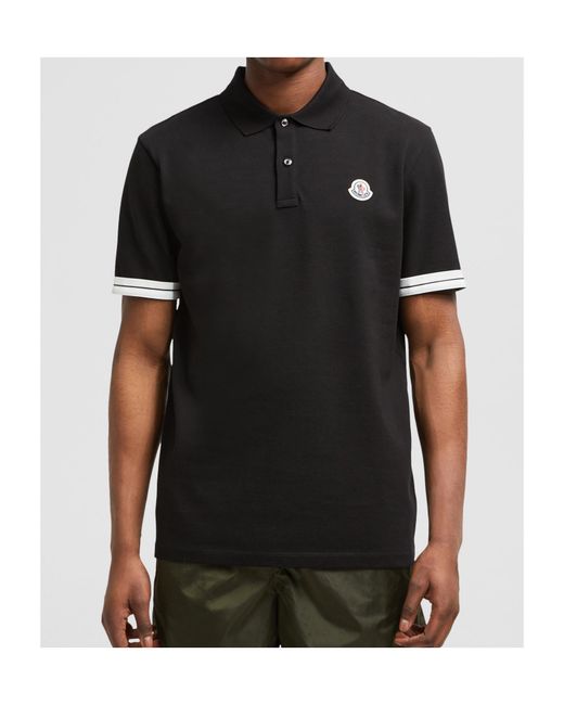 Moncler Black Logo Cotton Piquet Polo Shirt for men