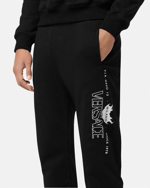 Versace Black Logo-Printed Sweatpants for men