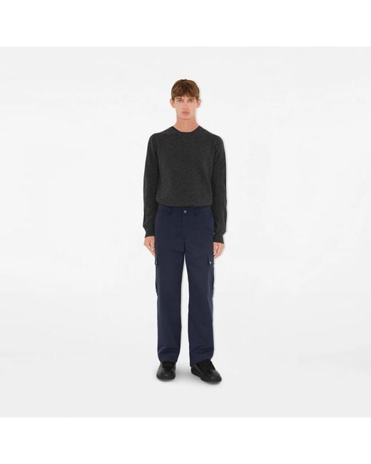 Burberry Blue Cotton Blend Cargo Trousers for men
