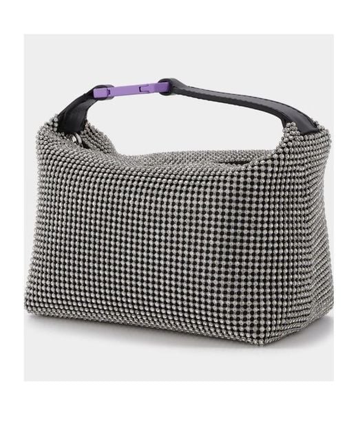 Eera Black Moonbag Clutch With Crystal Accents