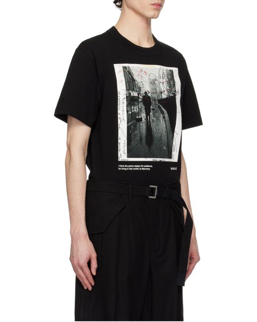Sacai Black Graphic Printed Crewneck T-Shirt for men