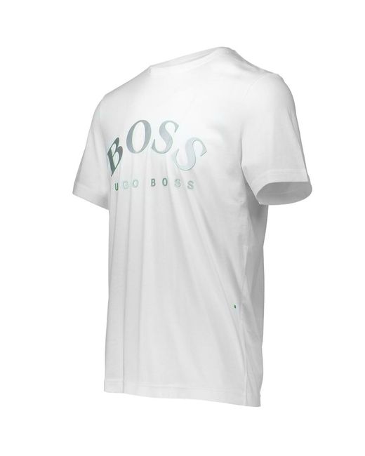Boss White Round-Necked Logo T-Shirt for men