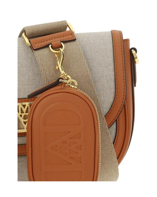 MCM White Mode Travia Logo Plaque Small Crossbody Bag