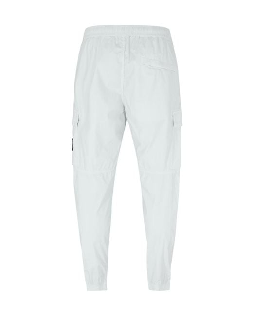 Stone Island White Logo Cargo Track Pants for men