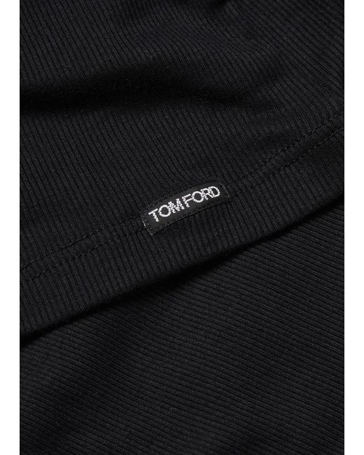 Tom Ford Black Ribbed Logo Track Tank Top for men