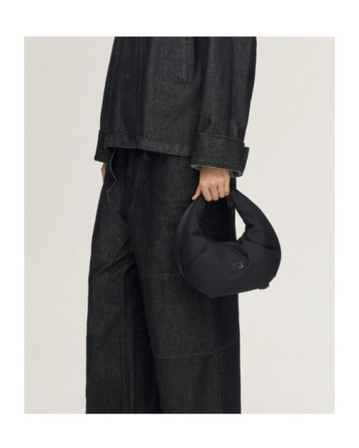 Y-3 Black Crescen Hobo Shoulder Bag