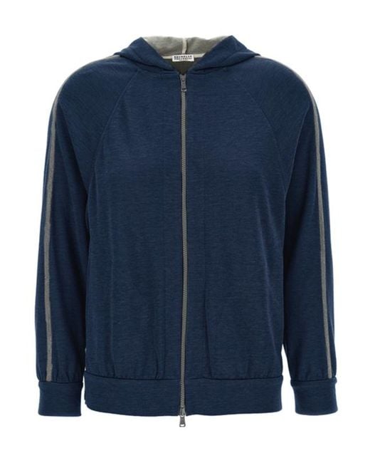 Brunello Cucinelli Blue Long-Sleeved Casual Jacket