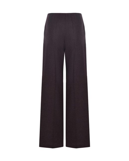 Alysi Blue Checkered Pattern Wide Leg Trousers