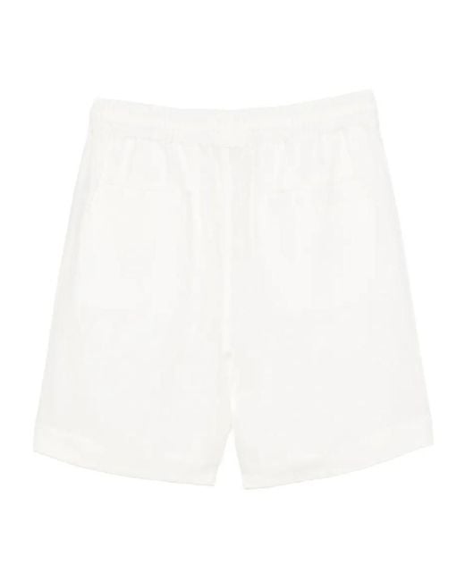Eleventy White Drawstring Elastic-Waist Shorts for men