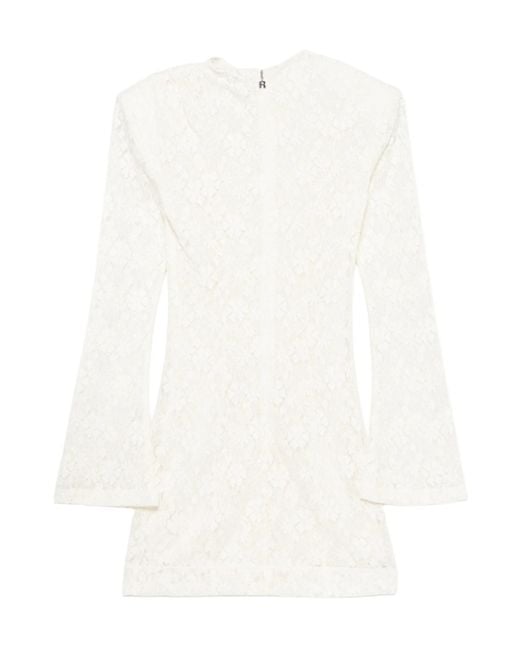 ROTATE BIRGER CHRISTENSEN White Floral-Lace Long-Sleeve Mini Dress