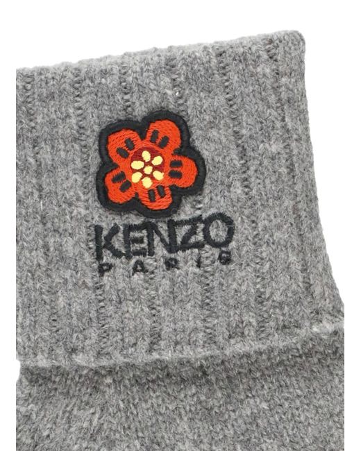 KENZO Metallic 'Boke Flower Crest' Wool Gloves