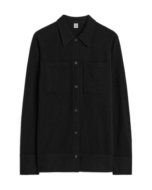 Totême Black Button-Up Chest-Pocket Shirt