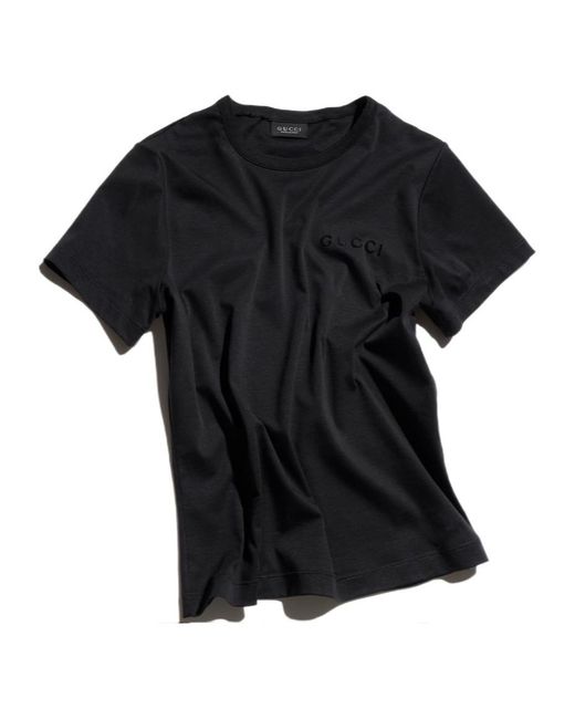 Gucci Black Cotton Jersey T-Shirt With Embroidery