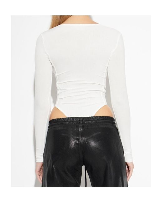 DIESEL White T-Bodyn Ribbed Thong Bodysuit