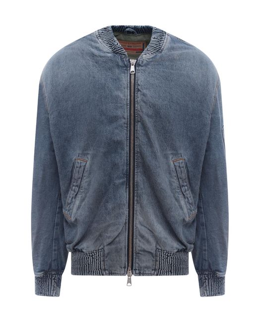 DIESEL Blue Faded Bomber Denim Jacket for men