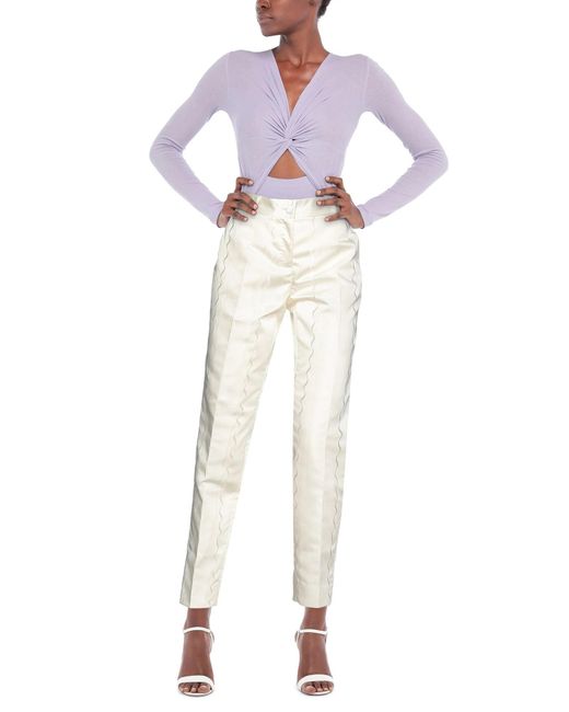 Dolce & Gabbana White Minimalist Solid Color Satin Pants