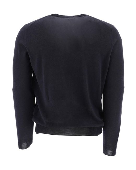 Drumohr Blue Crewneck Knitted Sweater for men