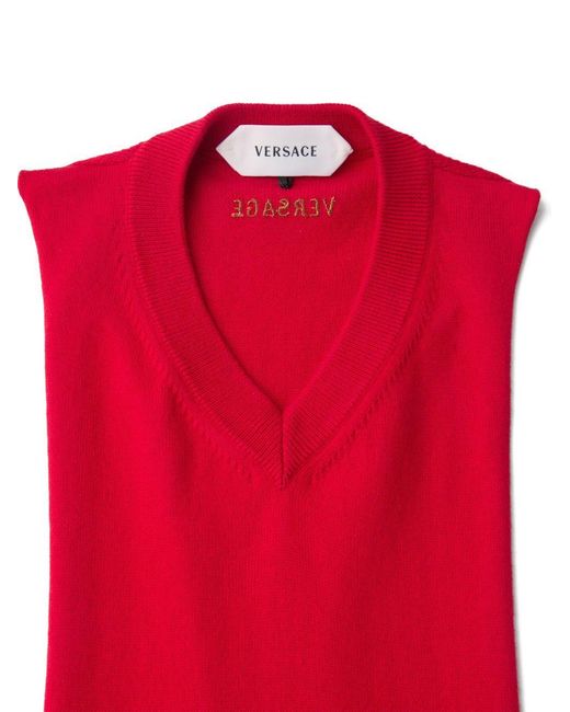 Versace Red Knitted Cotton Top
