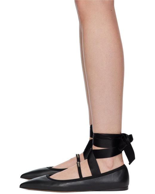 Ferragamo Black Ferragamo Ankle Ribbon Ballet Flat Shoes
