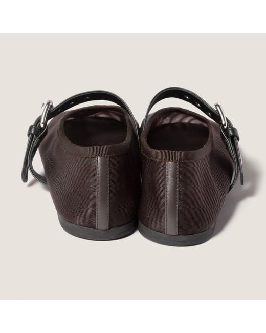 Miu Miu Brown Logo-Embroidered Ballerines