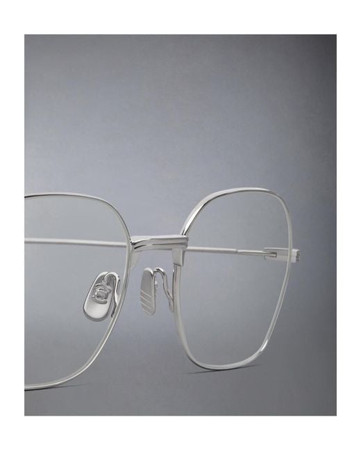 Thom Browne White Titanium Rectangular Eyeglasses for men