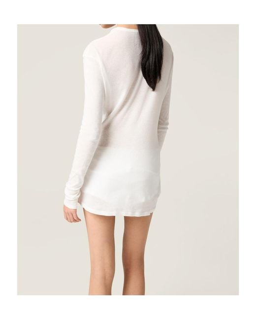 Miu Miu White Logo Patch Long Sleeved Top