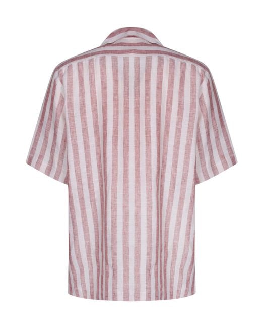 Lardini Pink Short Sleeve Striped Shirt for men