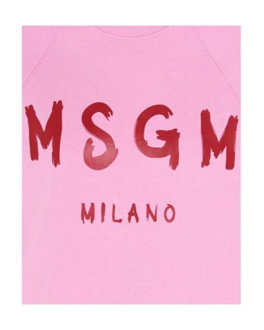 MSGM Pink Logo Details Hoodie