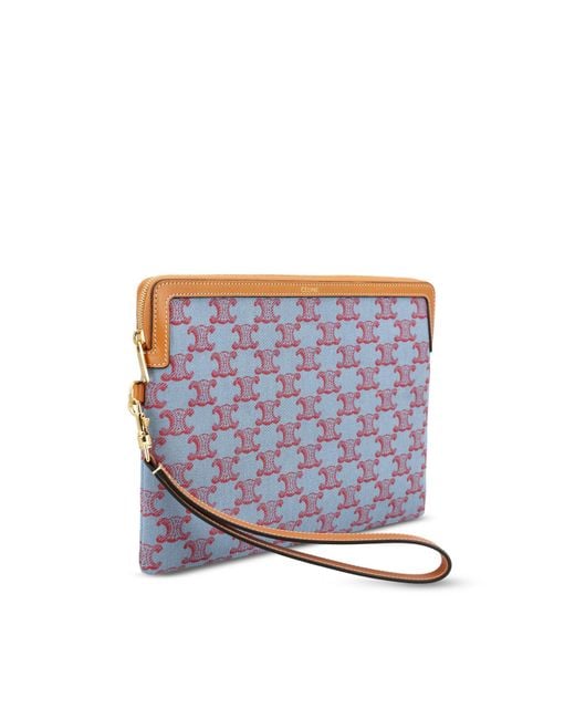 Céline Blue Small Pouch With Strap Cuir Triomphe