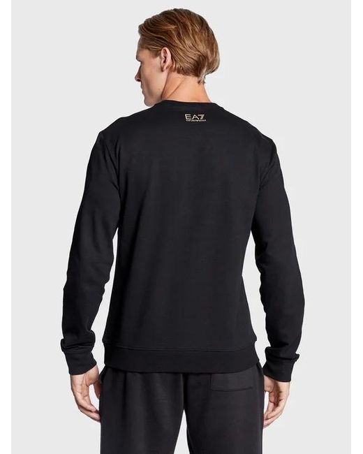 EA7 Black Logo-Print Detail Sweatshirt for men