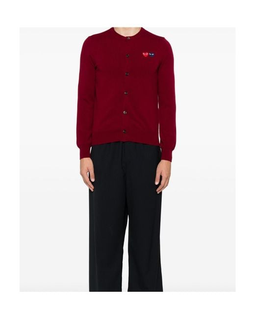 COMME DES GARÇONS PLAY Red Comme Des Garçons Play Crewneck Knitted Cardigan