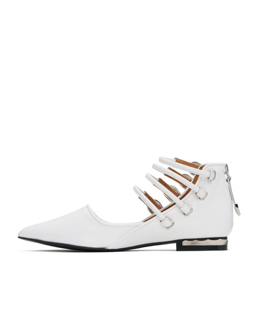 Toga White Polido Multi Strap Ballerina Flats