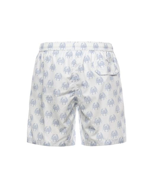 Eleventy White Crab Print Swimwear for men