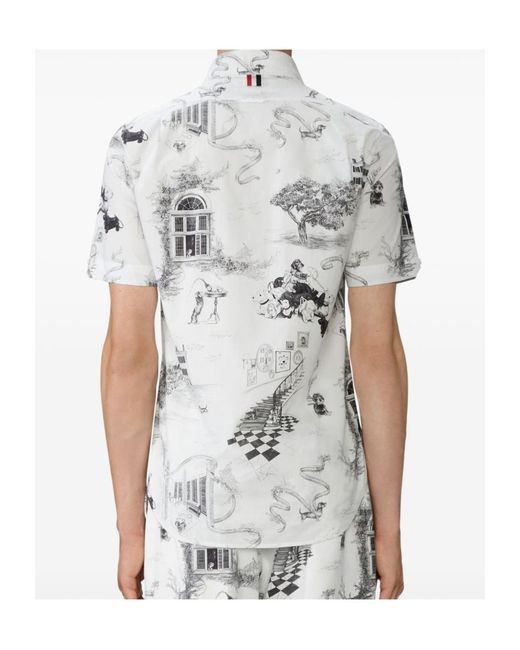 Thom Browne White Short-Sleeved Buttoned Shirt for men