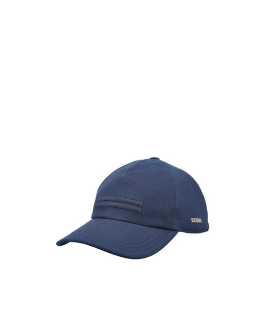 Zegna Blue Embroidered Logo Baseball Cap for men