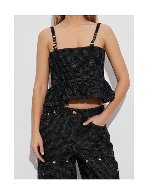 Ganni Black Strappy Top