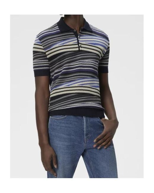 Missoni Blue Striped Zig-Zag Polo Shirt for men