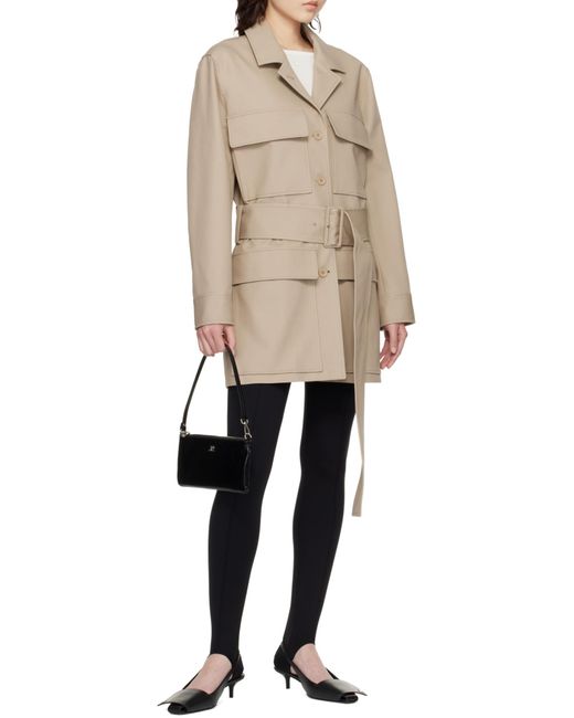 Courreges Natural Courrèges Utility Belted Coat for men