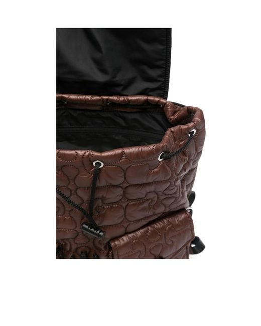 Ganni Brown Quilted Backpack