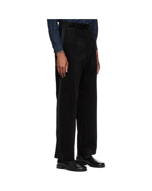 STEFAN COOKE Black Cord Tux Trousers for men